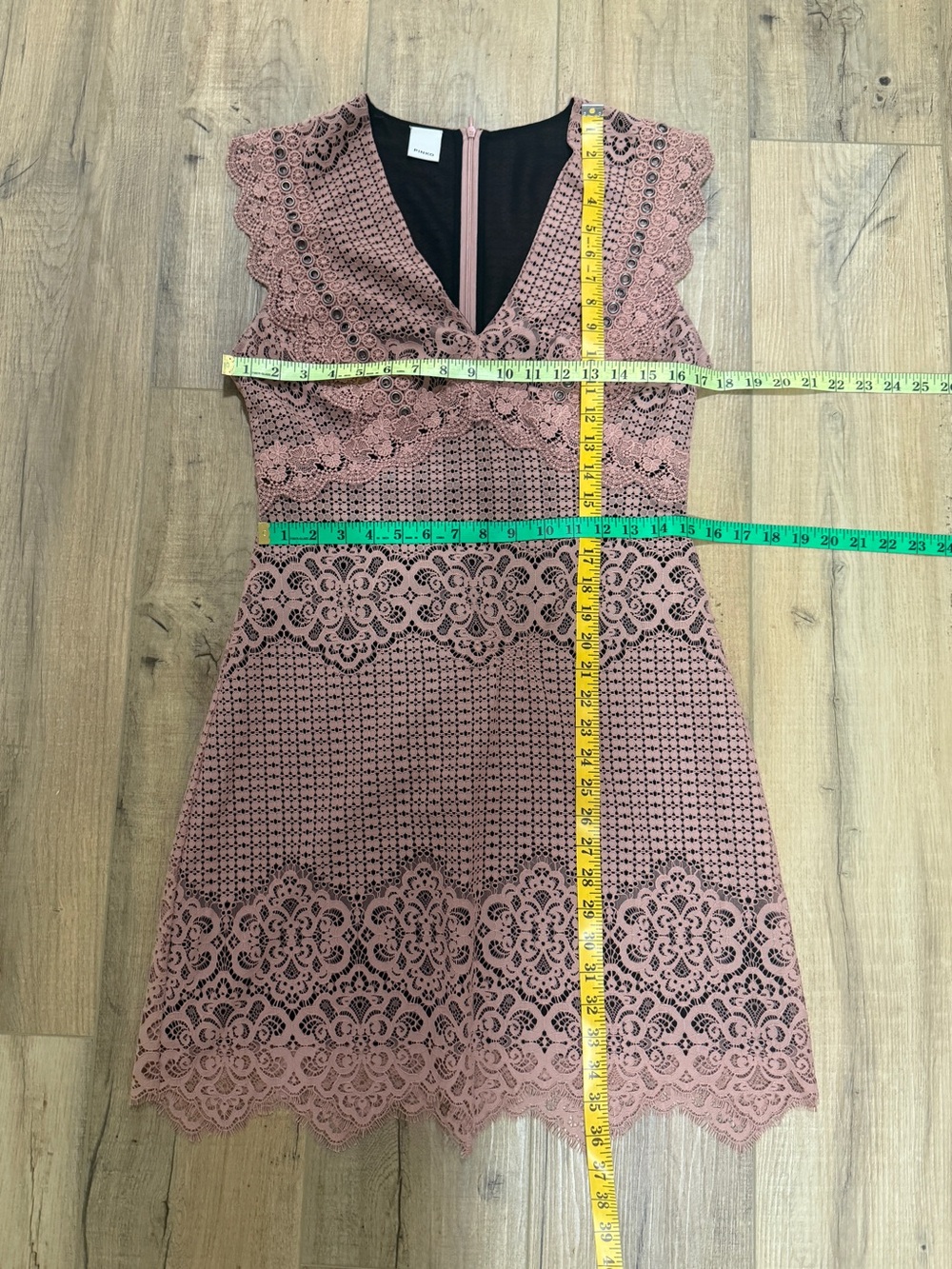 Pinko Fall 2019Collection Lace Mini Dress Dusty Blush Pink Mauve Medium Designer - Picture 8 of 8